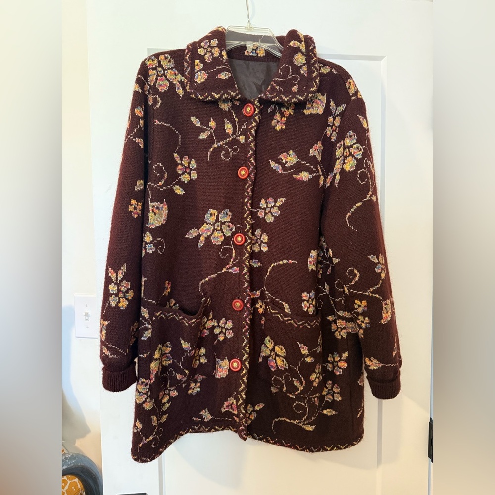 Floral brown coat